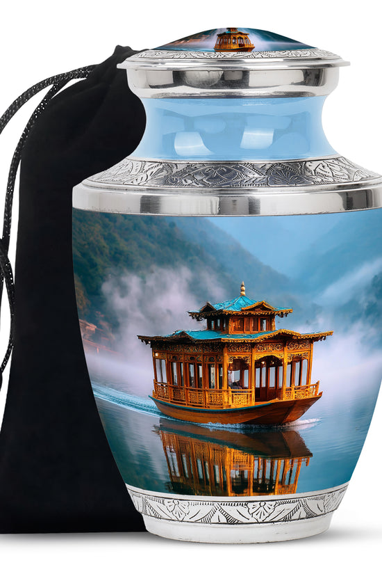 Houseboat Cremation Urn For Ashes - Wooden Memorial Urn