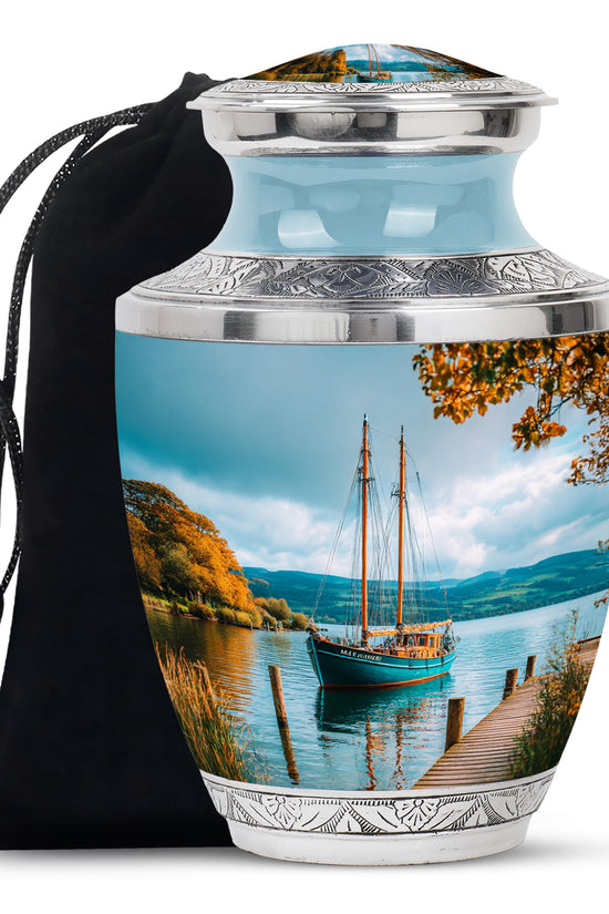 Sailboat Funeral Urn - Lake Memorial Urn For Male & Female Ashes