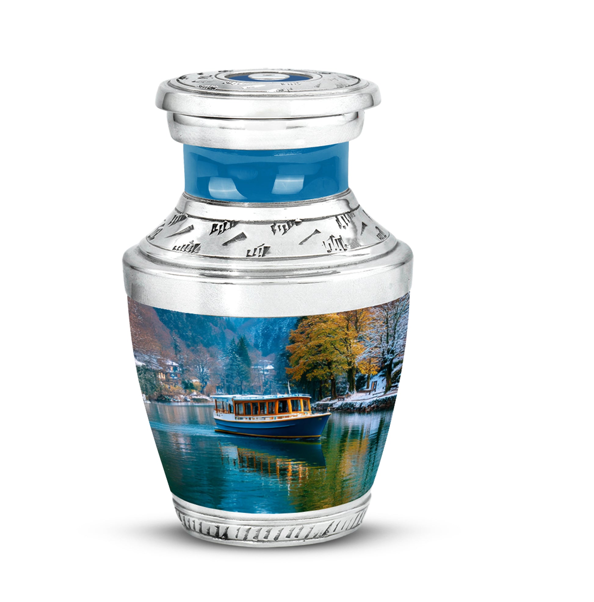 Blue Resounding Boat Memorial Urn for Ashes - 10-inch, 200 cu in - Karyliz