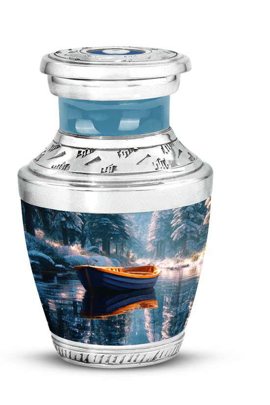 Timeless Teal Boat Cremation Urn for Ashes - 10-inch, 200 cu in - Karyliz