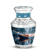 Timeless Teal Boat Cremation Urn for Ashes - 10-inch, 200 cu in - Karyliz