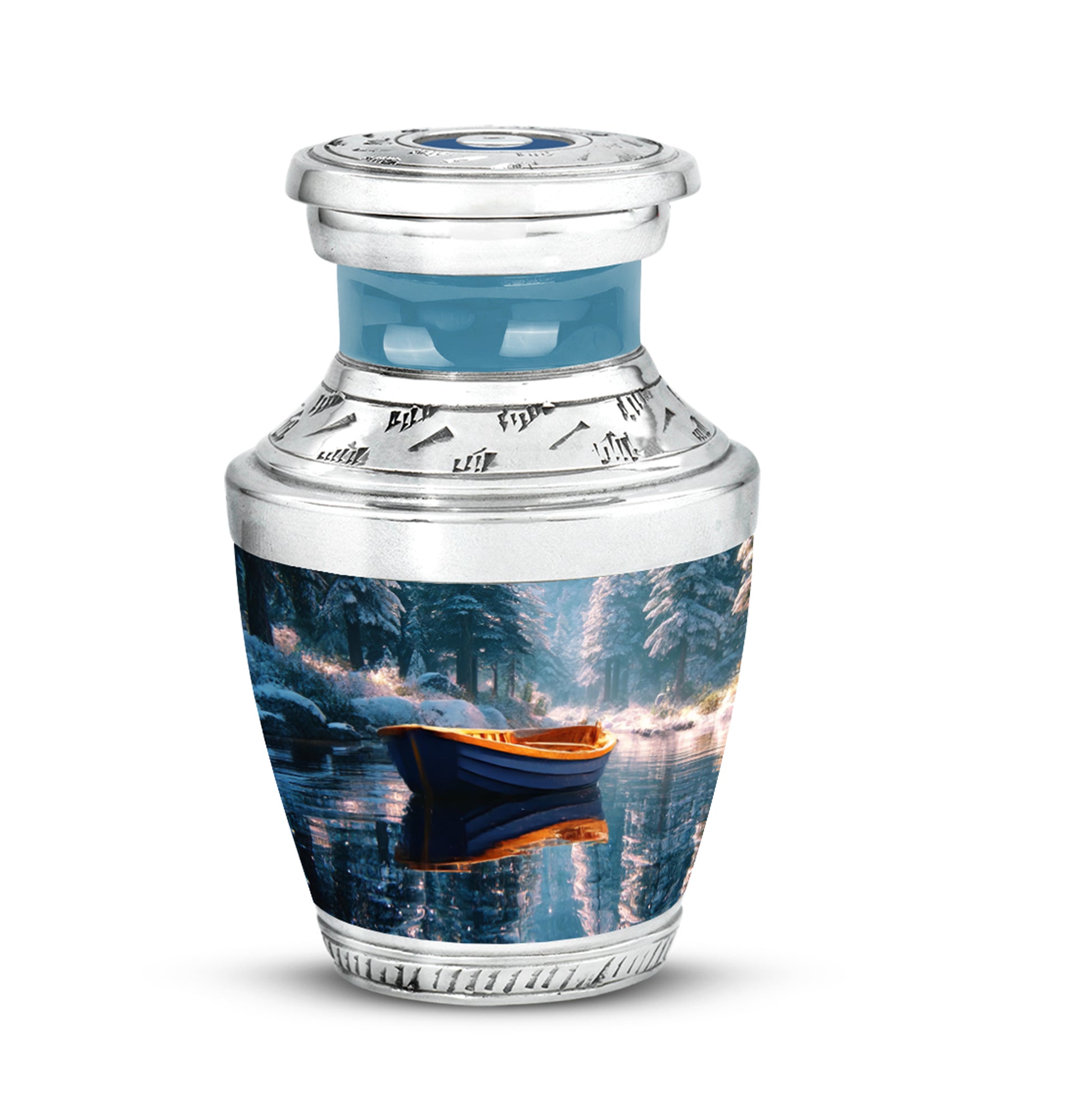 Timeless Teal Boat Cremation Urn for Ashes - 10-inch, 200 cu in - Karyliz