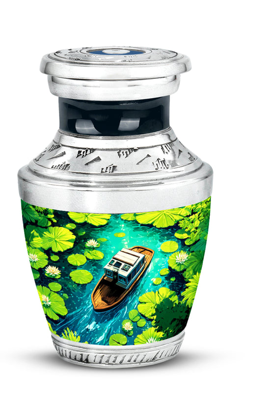 Personalized Blue Cherished Boat Cremation Urns for Human Ashes - 10-inch, 200 cu in - Karyliz