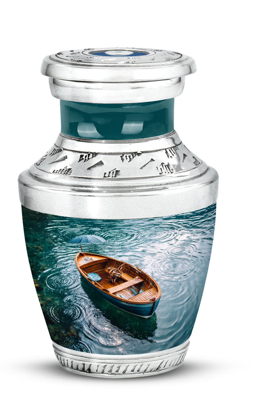 Personalized Elegant Boat Cremation Urns - Teal 10-inch, 200 cu in - Karyliz