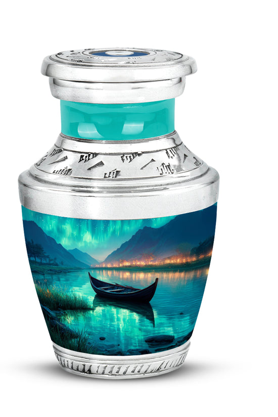 Personalized Teal Sovereign Boat Cremation Urns for Human Ashes - 10-inch, 200 cu in - Karyliz