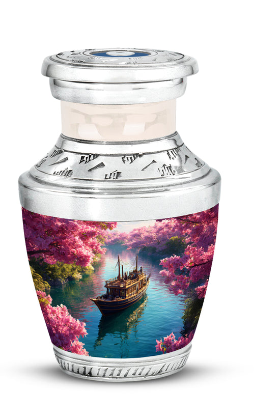 Personalized Pink Sovereign Boat Cremation Urns for Human Ashes - 10-inch, 200 cu in - Karyliz