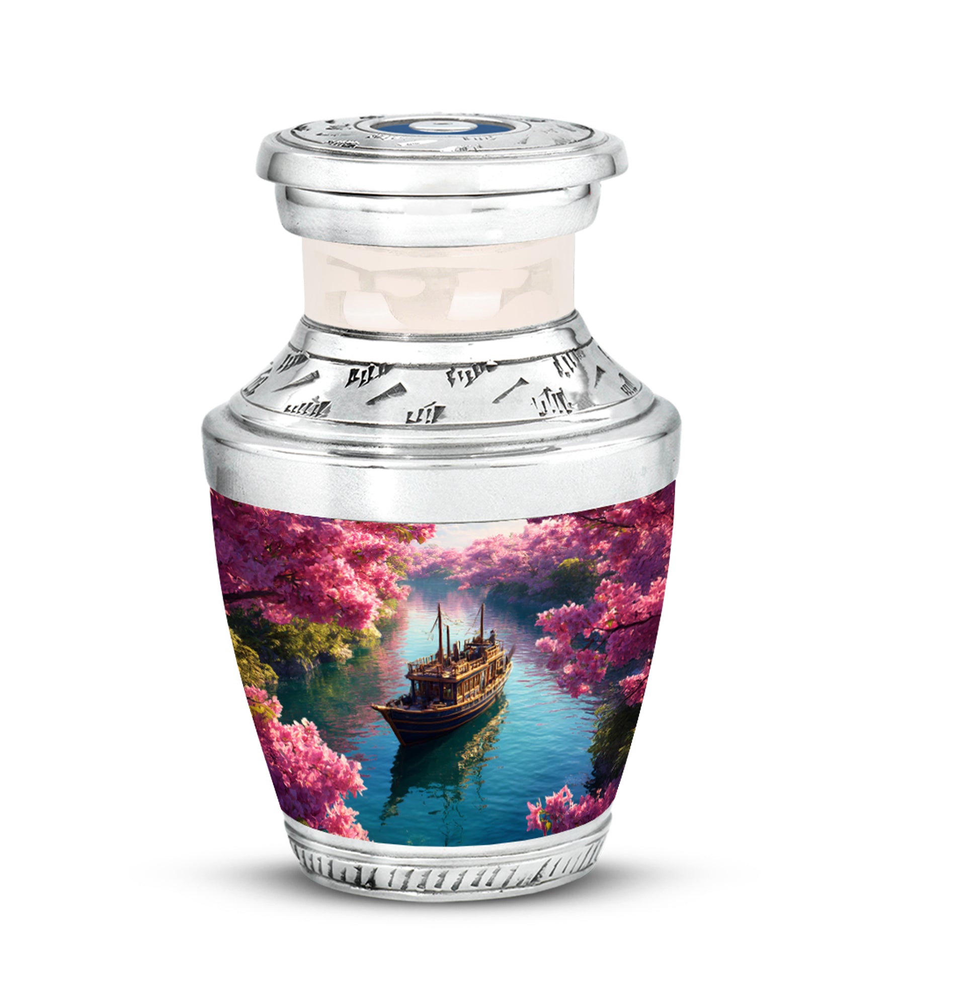 Personalized Pink Sovereign Boat Cremation Urns for Human Ashes - 10-inch, 200 cu in - Karyliz