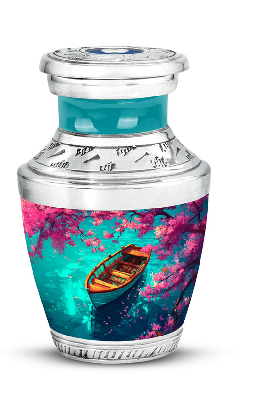 Teal Beloved Boat Cremation Urns for Human Ashes - 10-inch, 200 cu in - Karyliz