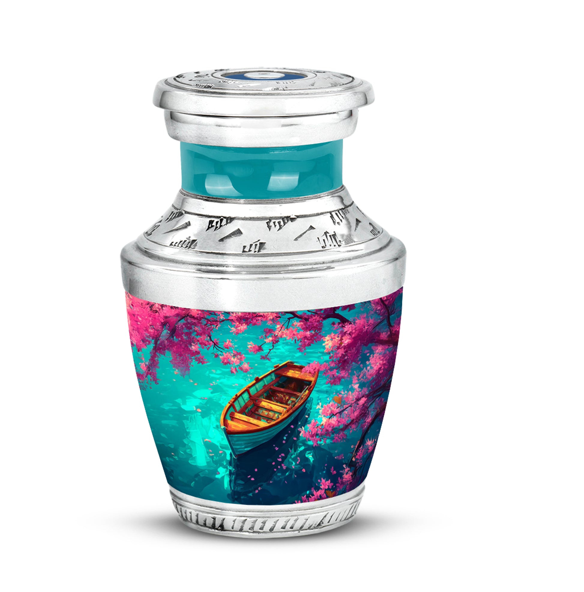 Teal Beloved Boat Cremation Urns for Human Ashes - 10-inch, 200 cu in - Karyliz