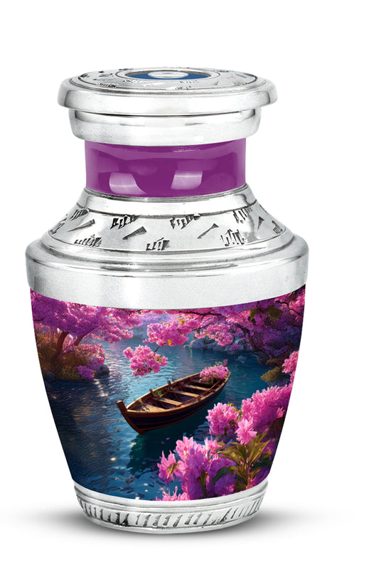 Blue Venerable Boat Cremation Urns for Human Ashes - 10-inch, 200 cu in - Karyliz