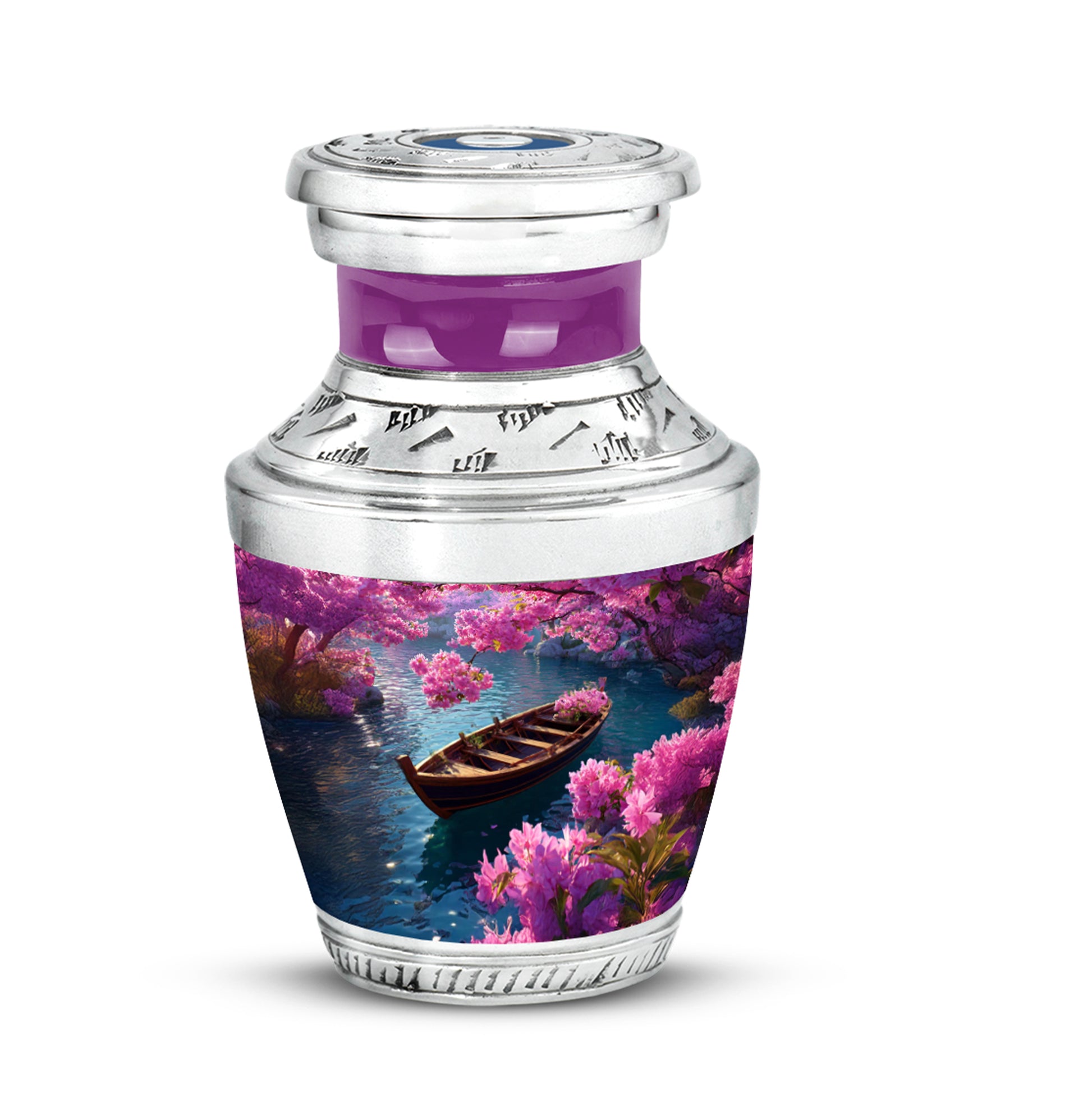Blue Venerable Boat Cremation Urns for Human Ashes - 10-inch, 200 cu in - Karyliz