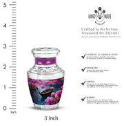 Cornflower Blue Boat Cremation Urn top-down view of secure threaded lid - artistic boat interpretation with creative detail - mini keepsake memorial for portion of cremation ashes