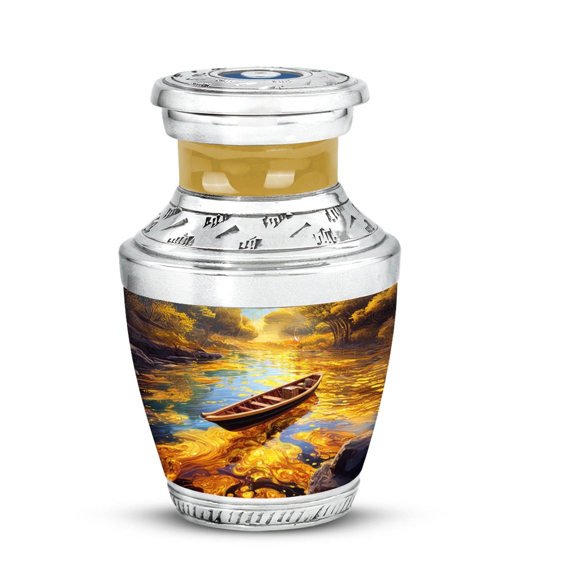 Inspiring Gold Boat Benediction Urn for Human Ashes - 10-inch, 200 cu in - Karyliz