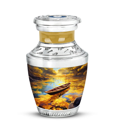 Inspiring Gold Boat Benediction Urn for Human Ashes - 10-inch, 200 cu in - Karyliz