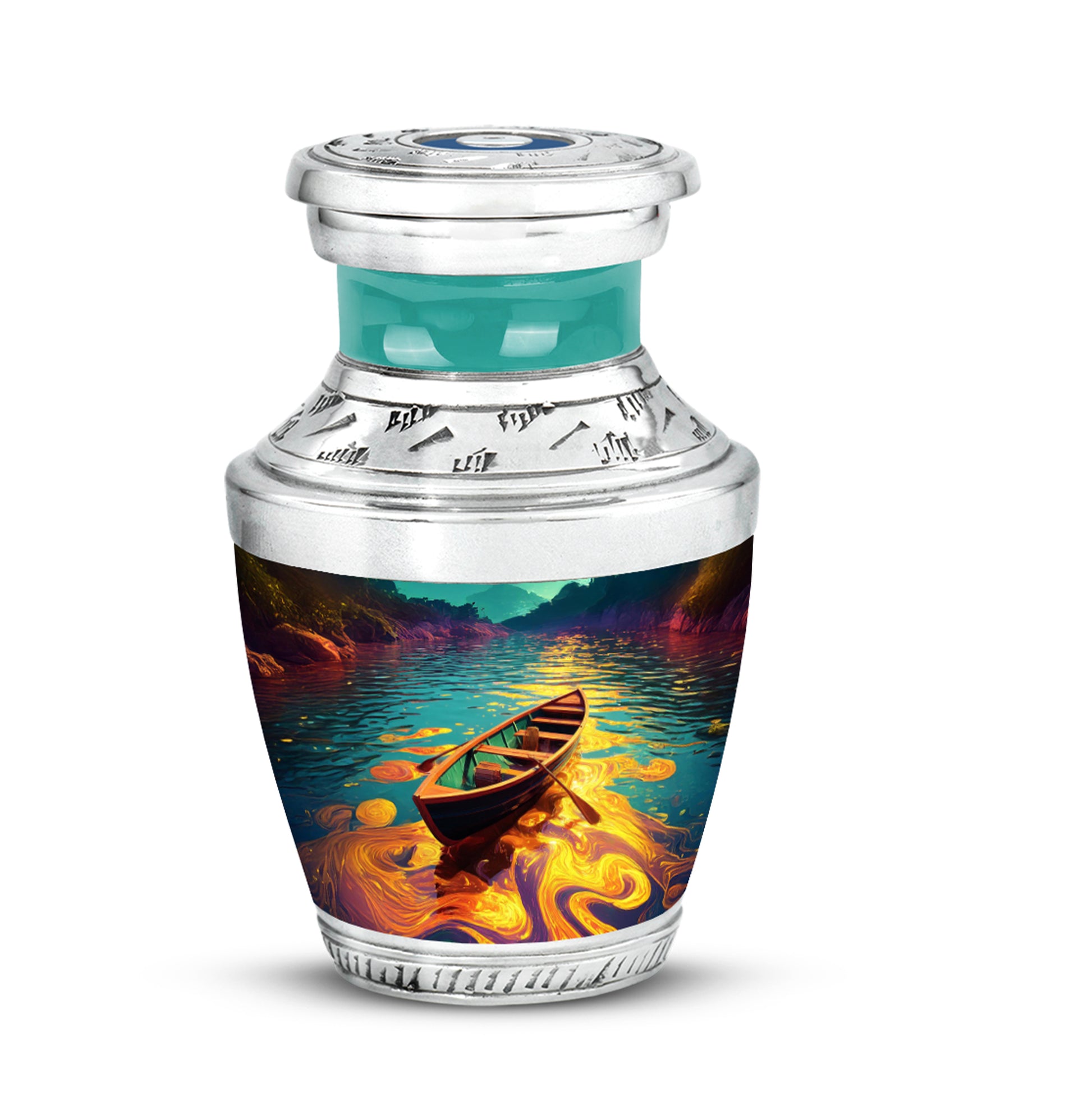 Personalized Teal Boat Cremation Urns for Ashes - Majestic 10-inch - Karyliz