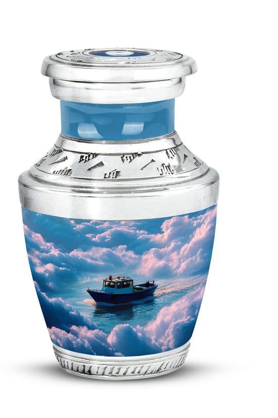 Blue Boat Legacy Cremation Urns for Human Ashes - 10-inch, 200 cu in - Karyliz