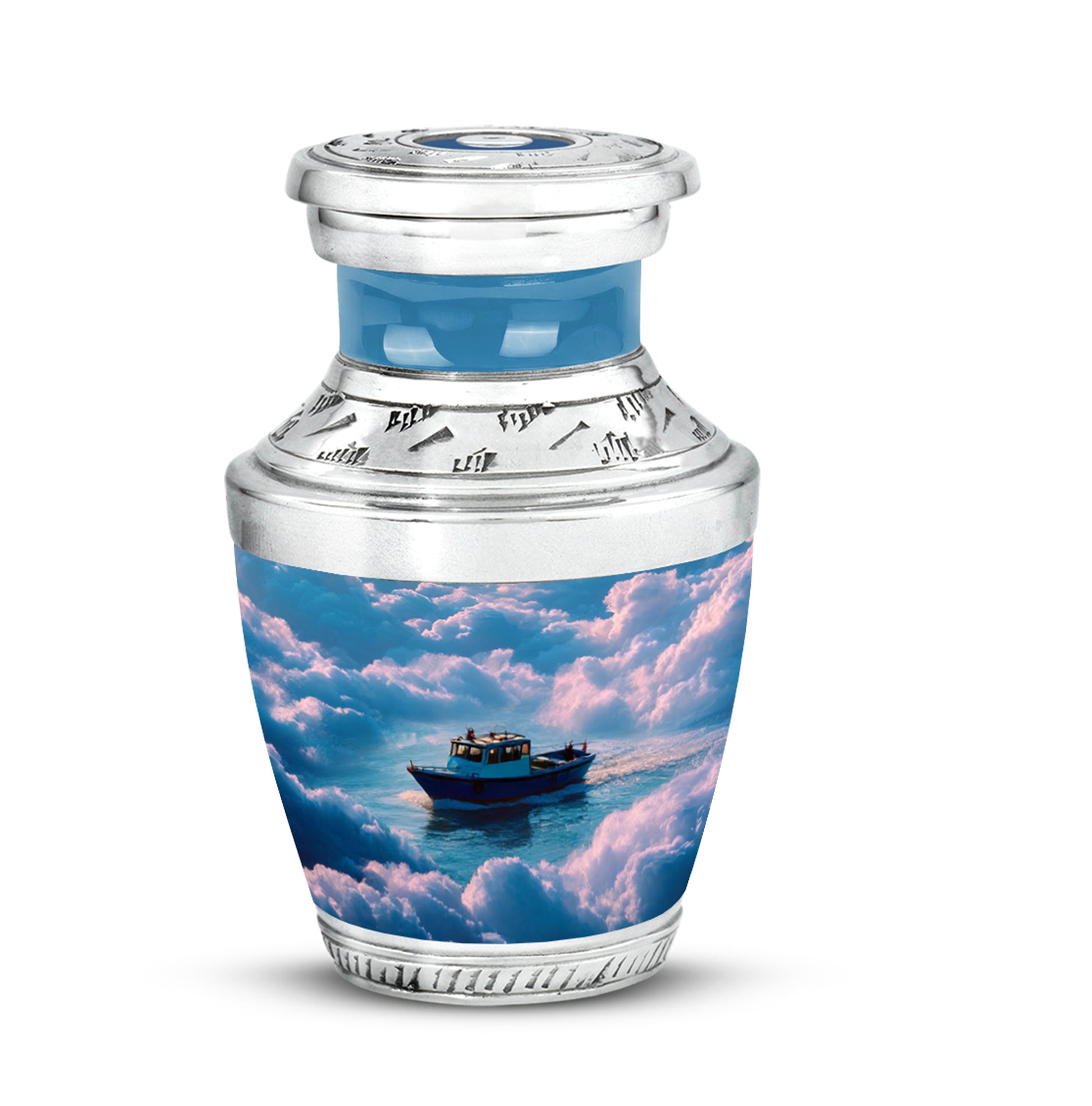 Blue Boat Legacy Cremation Urns for Human Ashes - 10-inch, 200 cu in - Karyliz