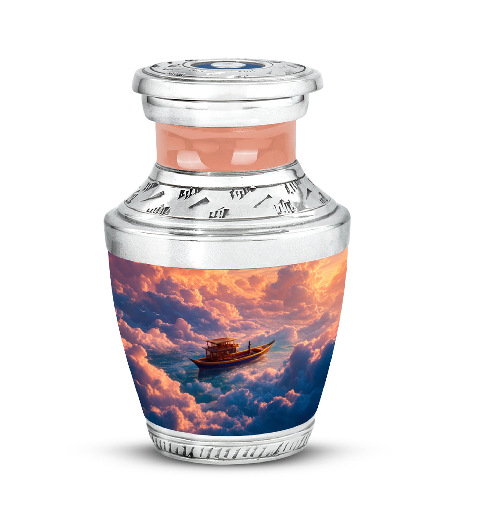 Graceful Red Boat Commemoration Urn for Human Ashes - 10-inch, 200 cu in - Karyliz