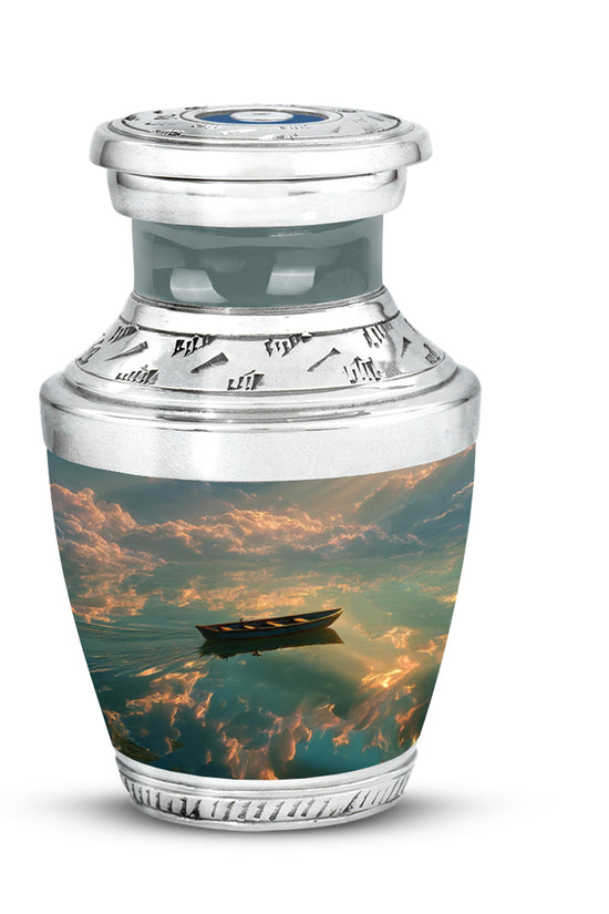 Ethereal Boat Memorial Cremation Urns - Black 10-inch, 200 cu in - Karyliz