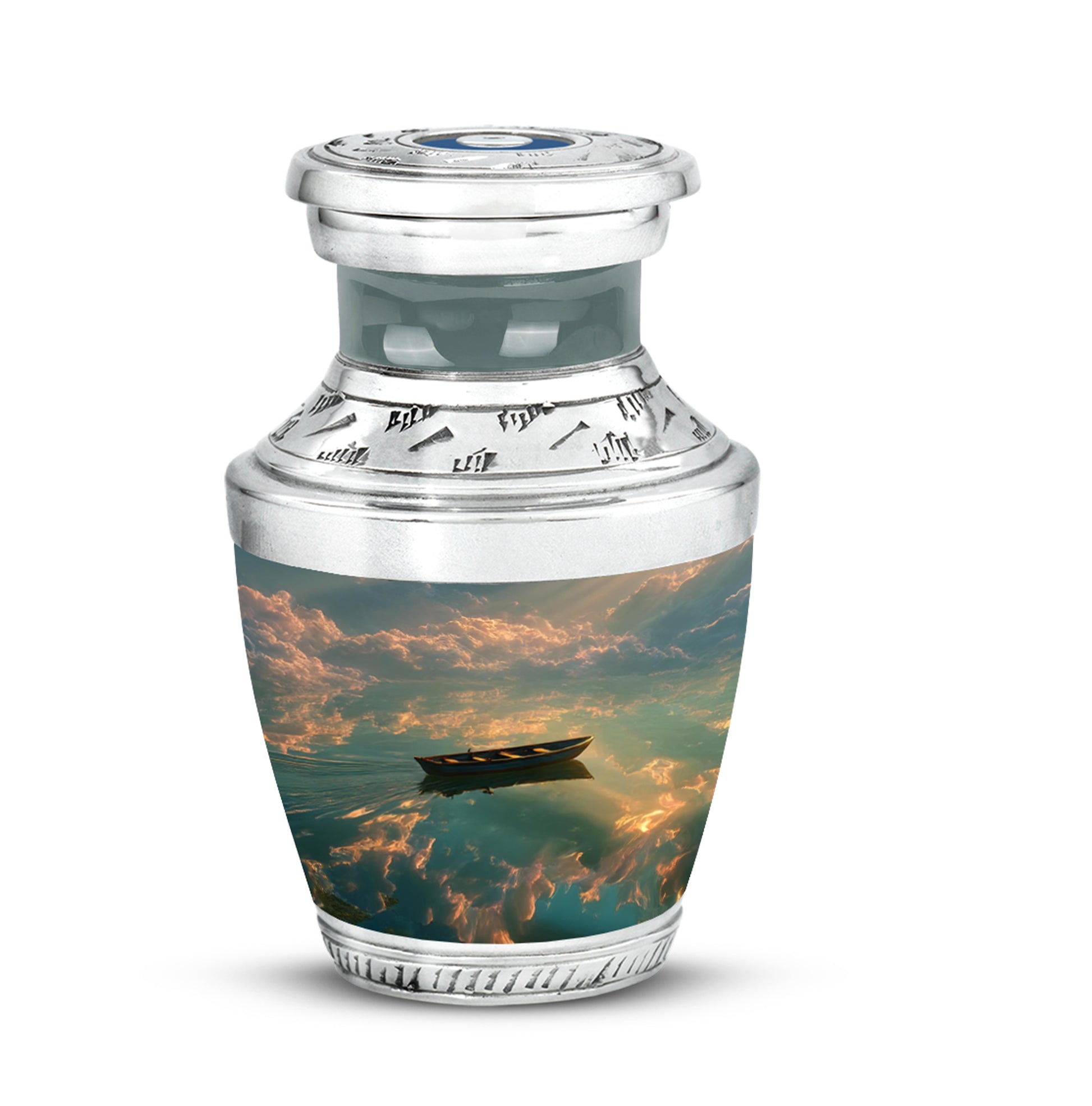 Ethereal Boat Memorial Cremation Urns - Black 10-inch, 200 cu in - Karyliz