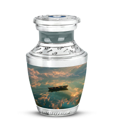 Ethereal Boat Memorial Cremation Urns - Black 10-inch, 200 cu in - Karyliz