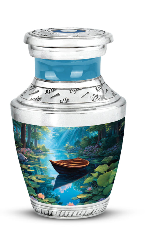 Remarkable Boat Memorial Cremation Urns - Blue 10-inch, 200 cu in - Karyliz