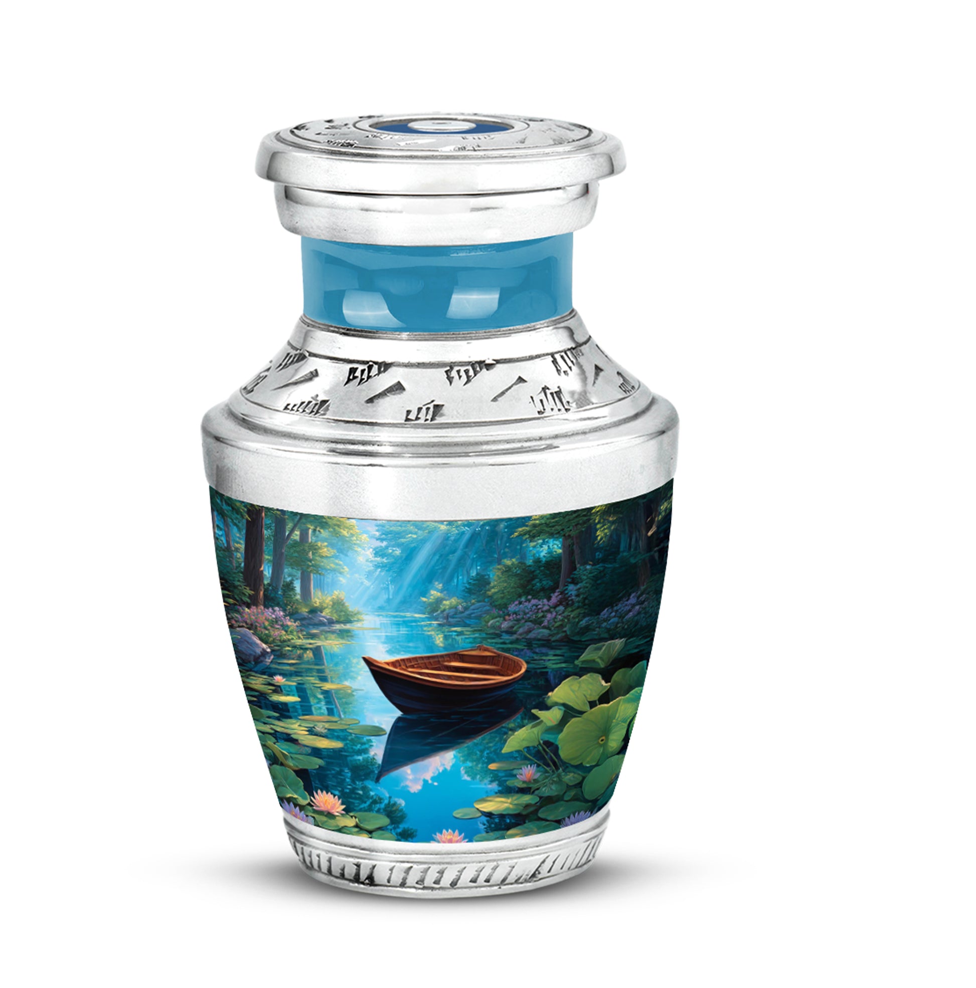 Remarkable Boat Memorial Cremation Urns - Blue 10-inch, 200 cu in - Karyliz