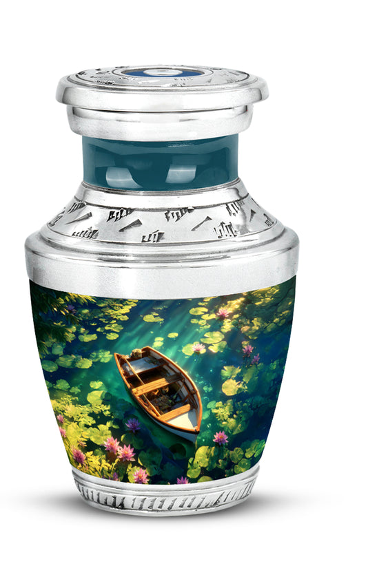 Blue Boat Cremation Urns - Honored Journey 10-inch, 200 cu in - Karyliz