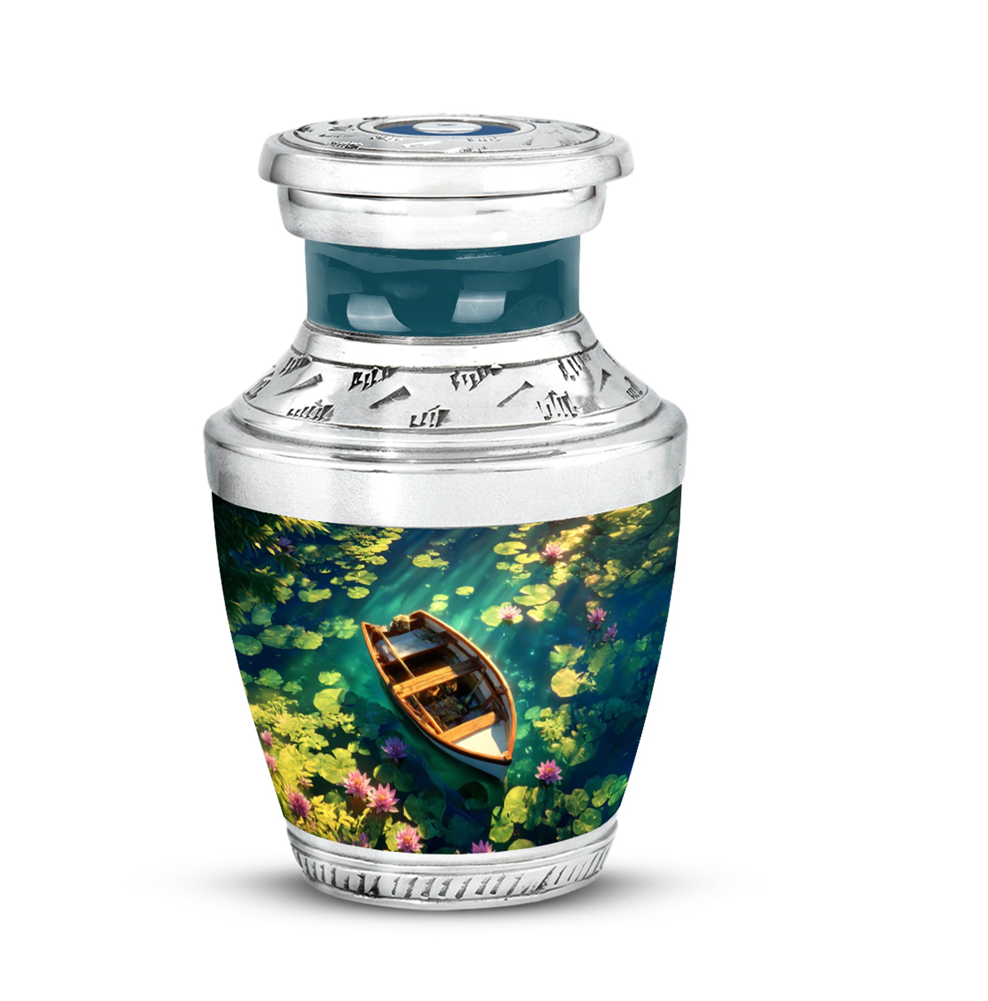 Blue Boat Cremation Urns - Honored Journey 10-inch, 200 cu in - Karyliz
