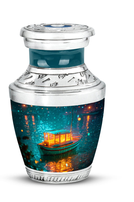 Teal Boat Cremation Urns - Imperial Haven 10-inch, 200 cu in - Karyliz
