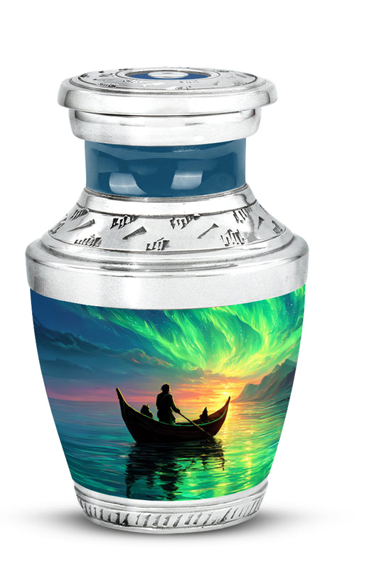 Distinguished Blue Boat Cremation Urn for Ashes - 10-inch, 200 cu in - Karyliz