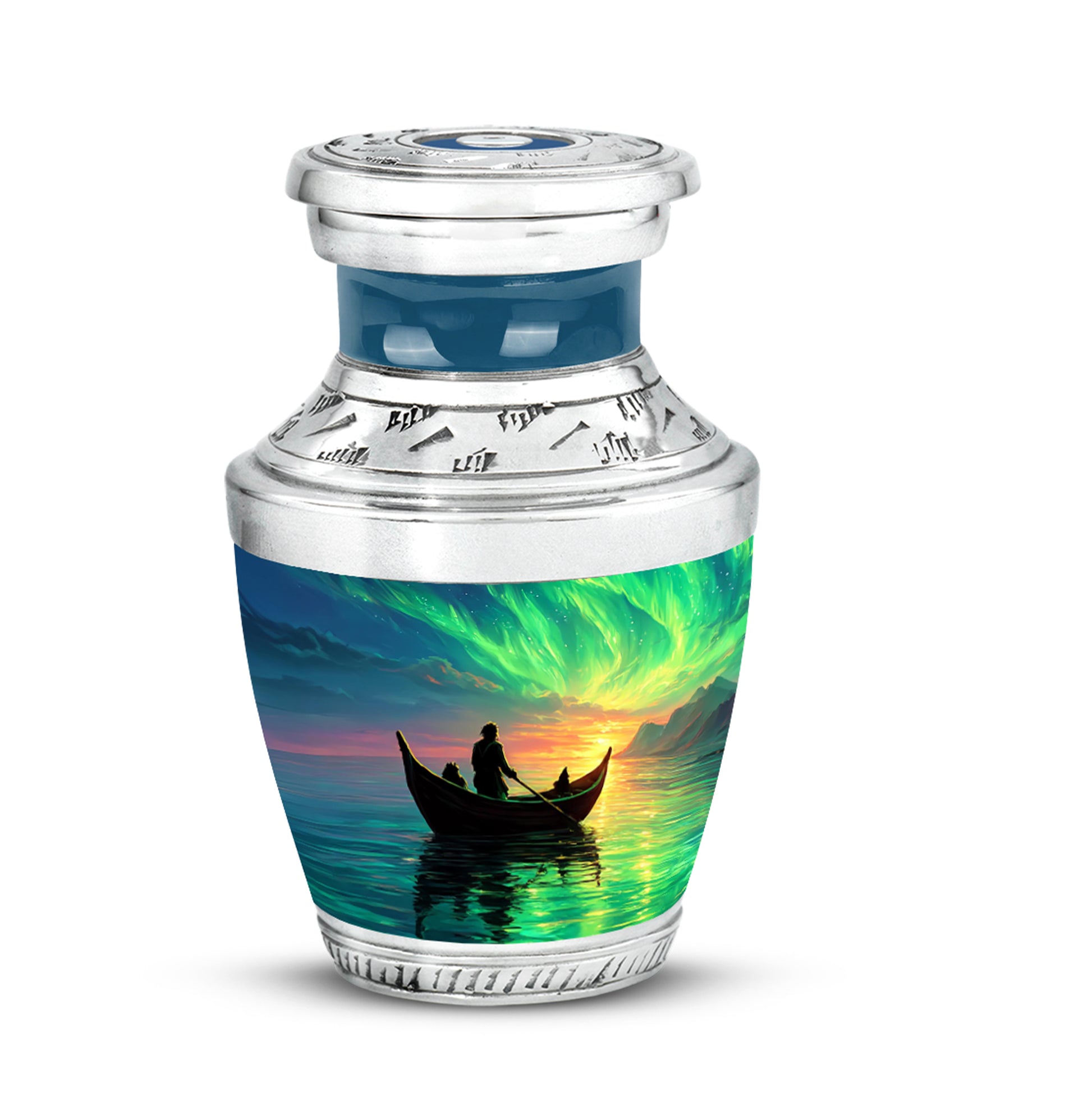 Distinguished Blue Boat Cremation Urn for Ashes - 10-inch, 200 cu in - Karyliz