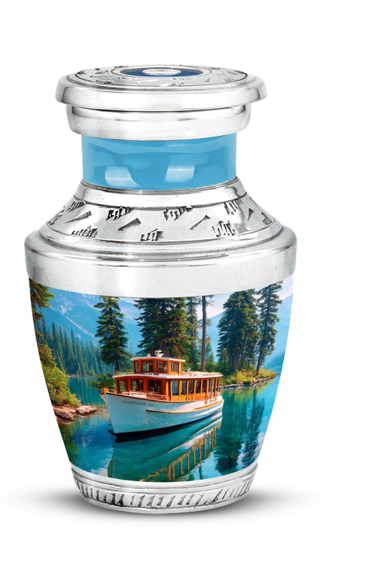 Illustrious Boat Memorial Cremation Urns - Blue 10-inch, 200 cu in - Karyliz