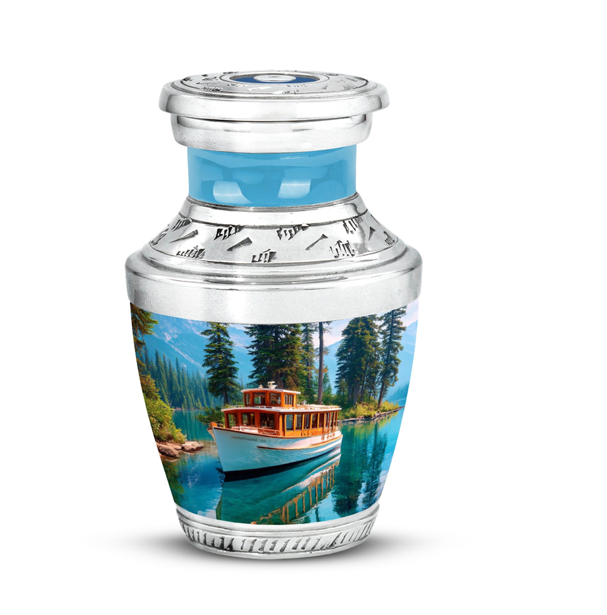 Illustrious Boat Memorial Cremation Urns - Blue 10-inch, 200 cu in - Karyliz