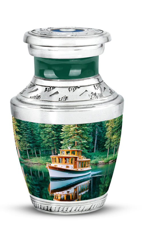 Teal Venerable Boat Cremation Urns for Human Ashes - 10-inch, 200 cu in - Karyliz