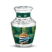 Teal Venerable Boat Cremation Urns for Human Ashes - 10-inch, 200 cu in - Karyliz