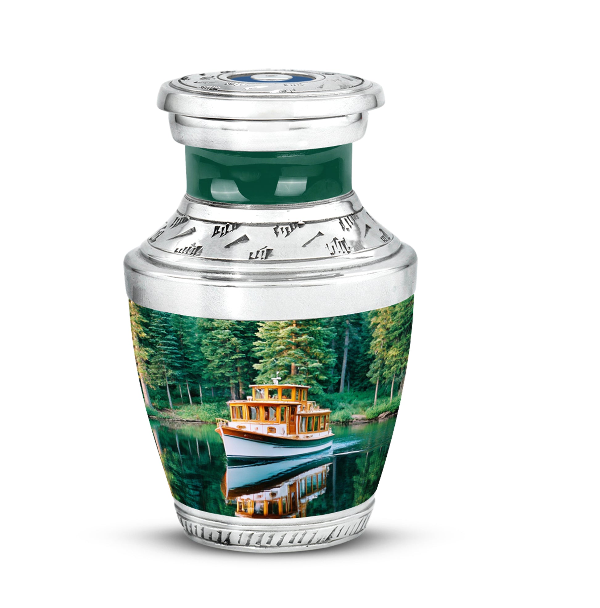 Teal Venerable Boat Cremation Urns for Human Ashes - 10-inch, 200 cu in - Karyliz