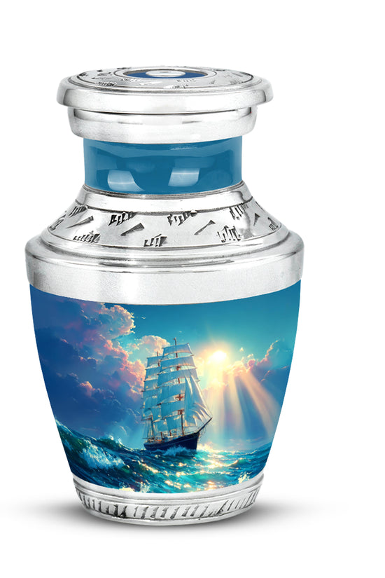 Personalized Boat Cremation Urns - Tranquil Teal 10-inch, 200 cu in - Karyliz