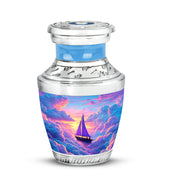 Blue Treasured Boat Cremation Urns for Human Ashes - 10-inch, 200 cu in - Karyliz