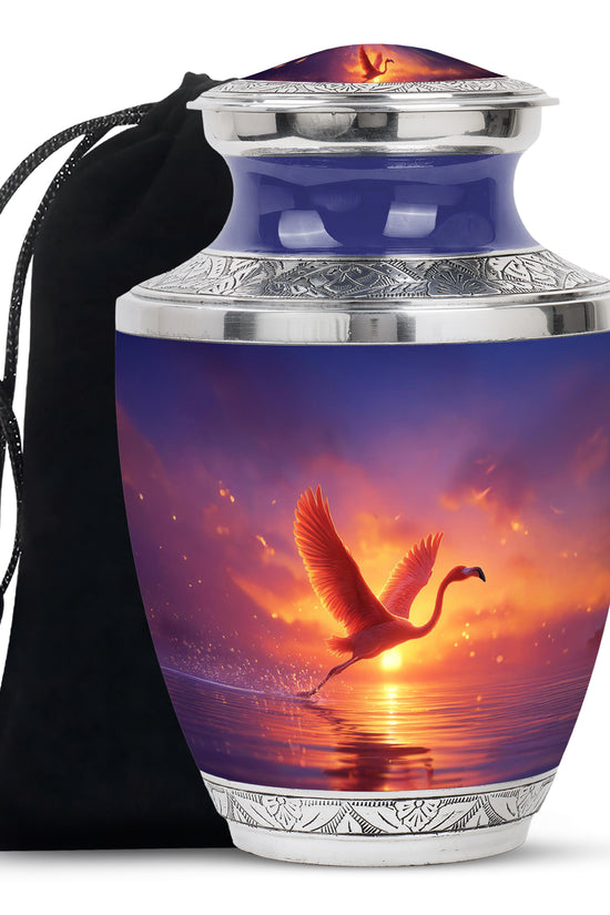 Flying Flamingo Cremation Urn - Sunset Scenic Urns For Human Ashes