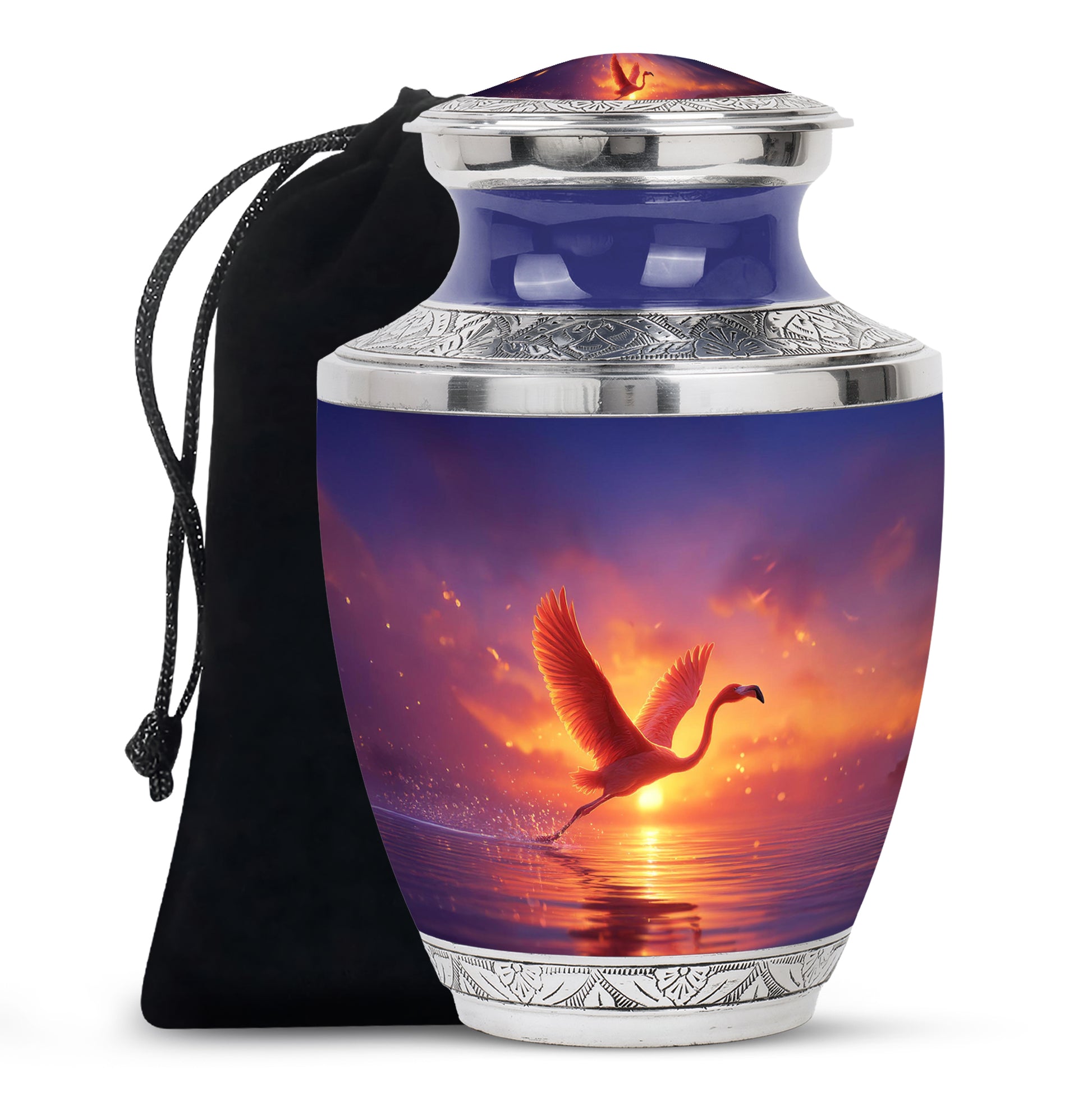 Flying Flamingo Cremation Urn - Sunset Scenic Urns For Human Ashes