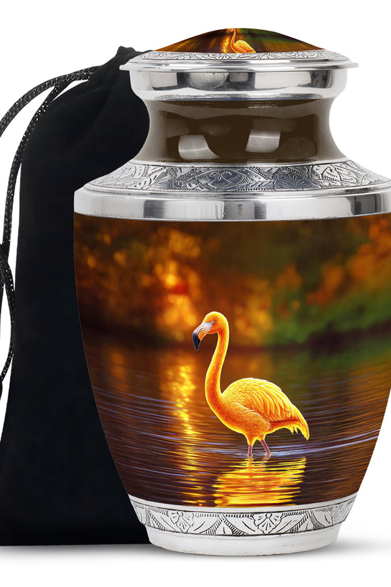 Golden Flamingo Cremation Urn - Artistic Urns For Human Ashes
