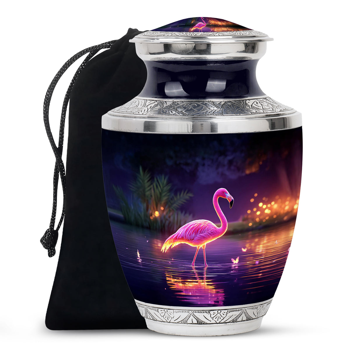 Pink Flamingo Memorial Urn - NIght Scenic Cremation Urns For Ashes