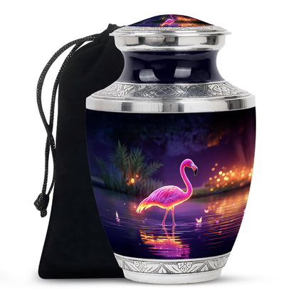 Pink Flamingo Memorial Urn - NIght Scenic Cremation Urns For Ashes
