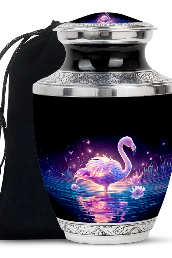 Majestic Flamingo Cremation Urn - Black Memorial Urns For Human Ashes