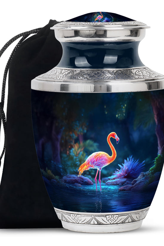 Flamingo In River Scenic Urn - Blue Memorial Urns For Human Ashes