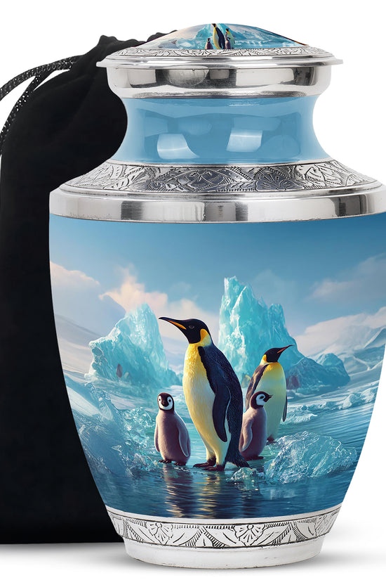 Penguin Family Memorial Urn - Arctic Cremation Urn For Loved Ones