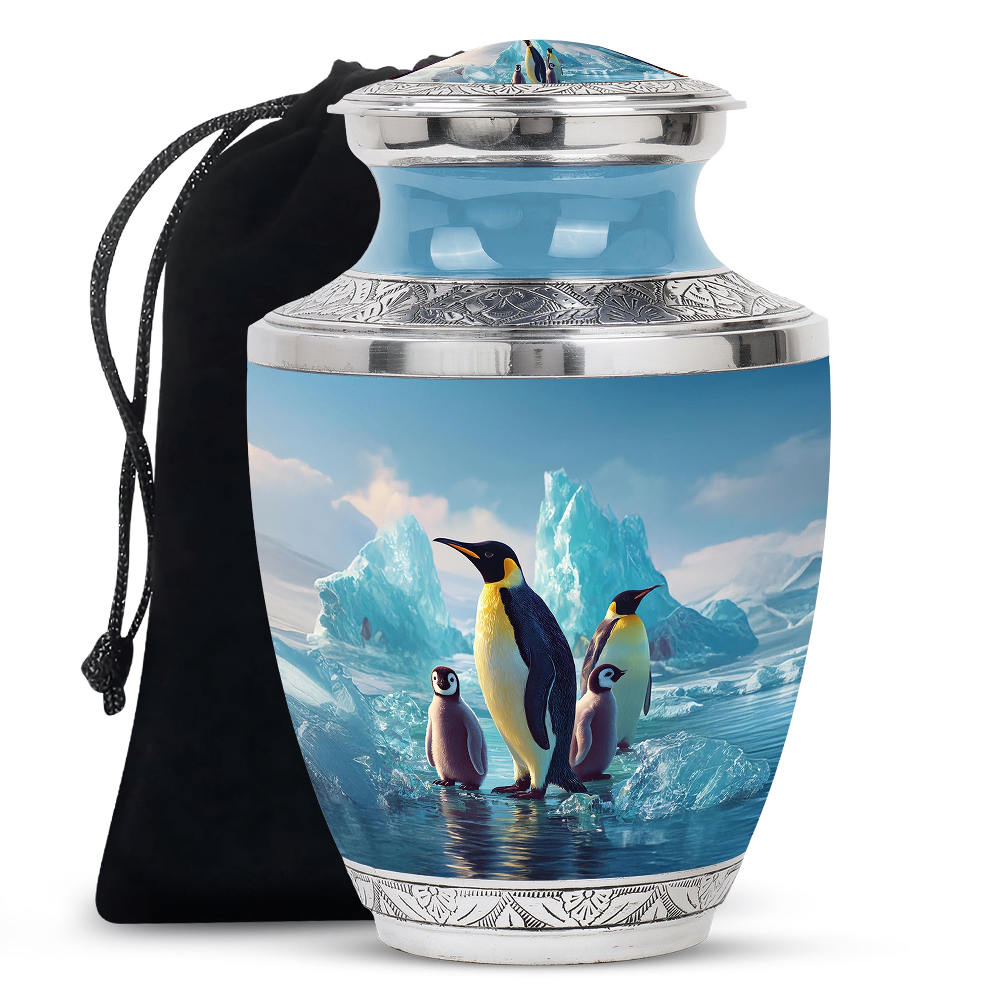 Penguin Family Memorial Urn - Arctic Cremation Urn For Loved Ones