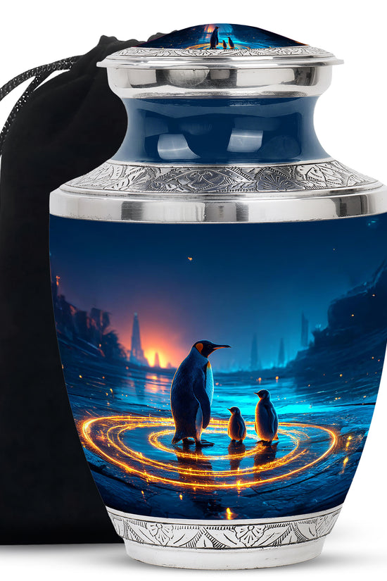 Penguin Night Glow Creamtion Urn - Elegant Funeral Urn For Ashes
