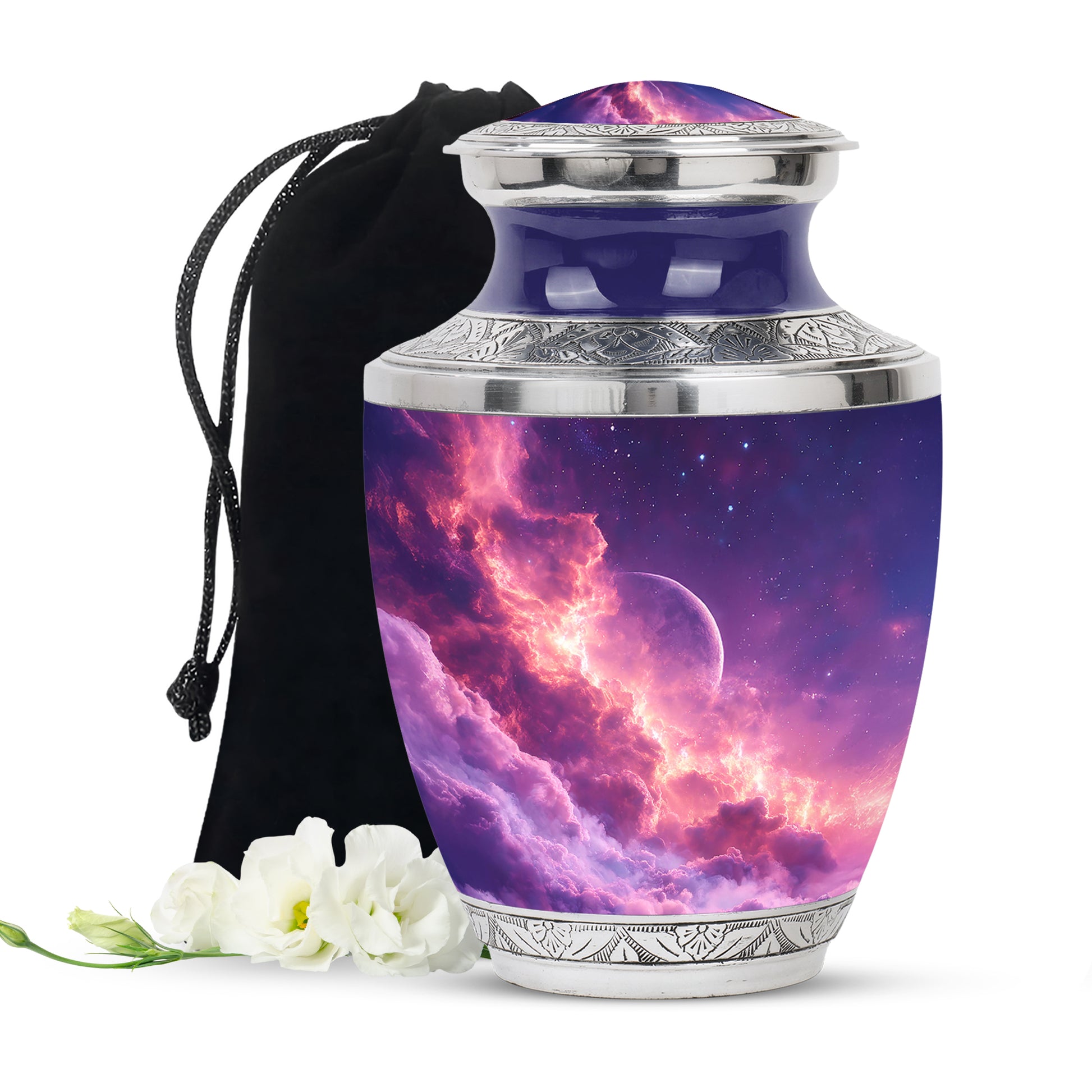 Cosmic Sky Cremation Urn - Purple Aluminium Memorial Urn For Burial